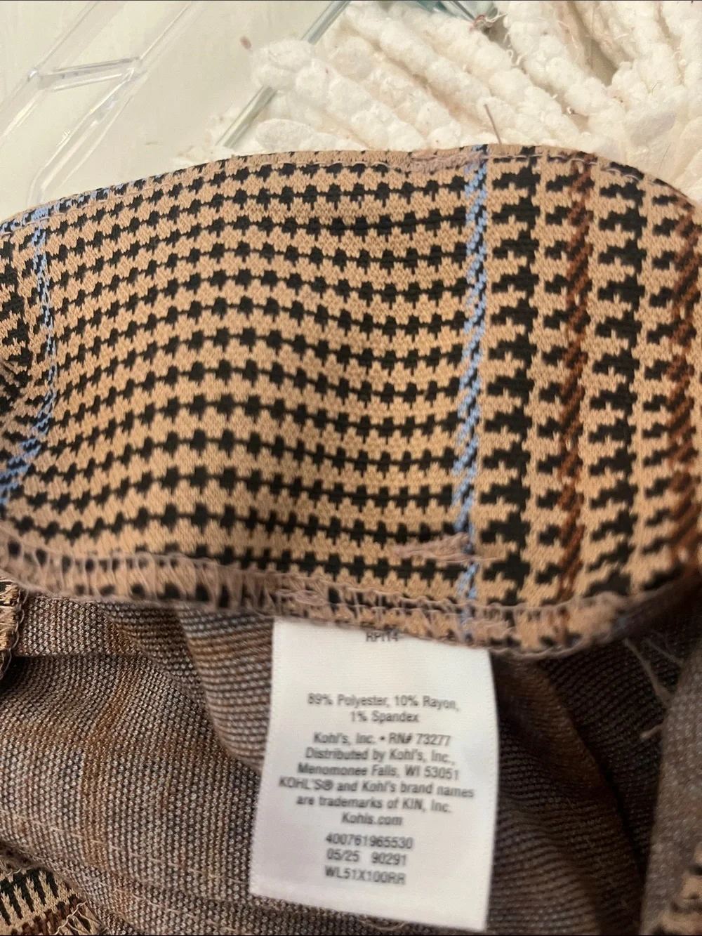 LC Lauren Conrad Tan and Blue Plaid Trousers Size 10